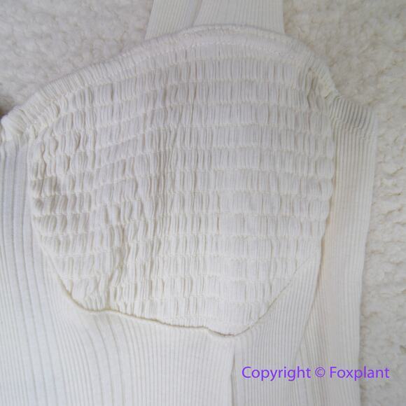 New!  FREE PEOPLE BEACH AVIVA RIBBED MIDI DRESS IN IVORY, size L - Picture 7 of 16